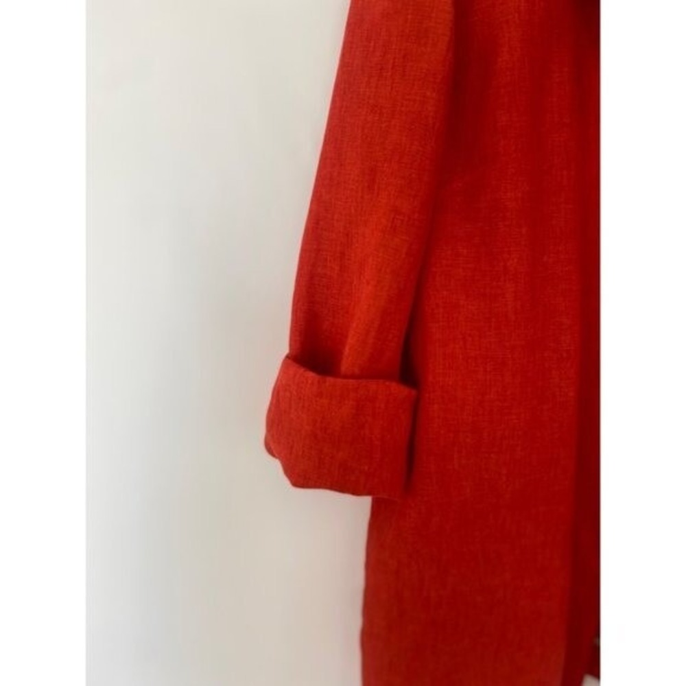 Coldwater Creek Blazer Womens 14 100% Linen Open‎ Front Pockets Size 14 - Picture 6 of 12